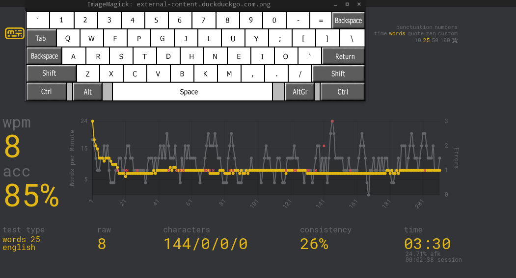 8 wpm w/ keyboard